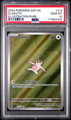 2024 POKEMON SSP EN-SURGING SPARKS ILLUSTRATION RARE #212 SLAKOTH PSA 10 - Image 1