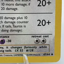 Tauros 47/64 Jungle Regular Pokemon Unlimited Edition LP - Image 5