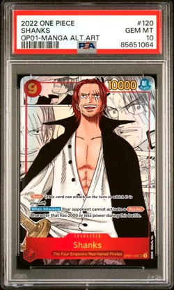 ONE PIECE SHANKS 2022 OP01-ROMANCE DAWN #120 MANGA ALT ART PSA 10 - Image 1