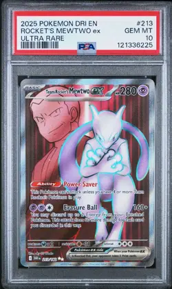 2025 Pokemon Dual Realms EN - Rocket’s Mewtwo EX #213 Ultra Rare PSA 10 - Image 1
