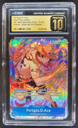 2025 ONE PIECE PORTGAS D. ACE PROMO ALT ART P-074 CGC 10 PRISTINE Q PT - Image 1