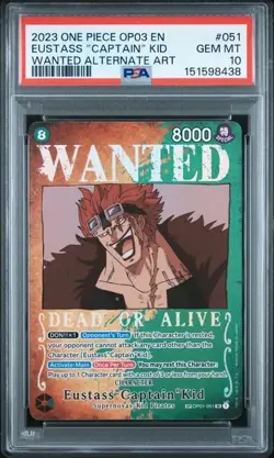 ONE PIECE EUSTASS "CAPTAIN" KID OP03-PILLARS OF STRENGTH #051 PSA 10 - Image 1