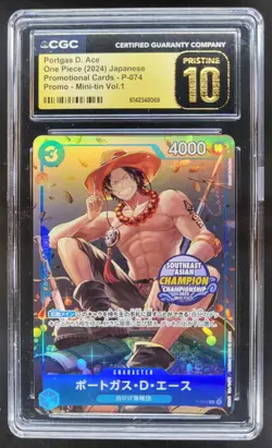 2024 ONE PIECE JP PORTGAS D. ACE PROMO P-074 MINI-TIN CGC 10 PRISTINE Q PT - Image 1