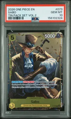 2026 ONE PIECE PROMOS TIN PACK SET VOL.2 #073 SABO PSA 10 - Image 1