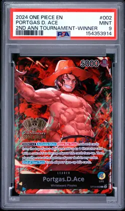 2024 ONE PIECE PROMOS 2ND ANNIVERSARY TOURNAMENT-WINNER PORTGAS D. ACE PSA 9 - Image 1