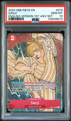 ONE PIECE SANJI 2024 1ST ANNIVERSARY SET #013 PSA 10 - Image 1