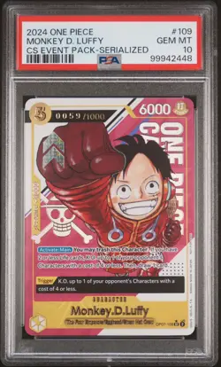 2024 ONE PIECE CS EVENT PACK SERIALIZED MONKEY D LUFFY 59/1000 PSA 10 - Image 1