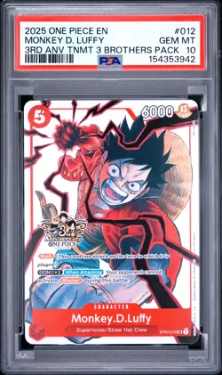 2025 ONE PIECE 3RD ANNIVERSARY TOURNAMENT 3 BROTHERS PACK MONKEY D. LUFFY PSA 10 - Image 1