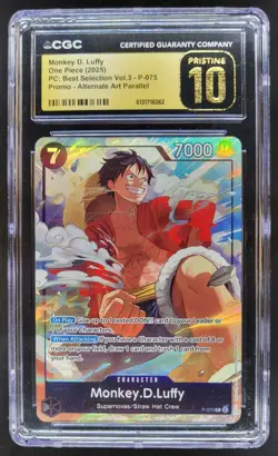 2025 ONE PIECE MONKEY D. LUFFY PROMO P-075 ALT ART CGC 10 PRISTINE Q PT - Image 1