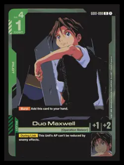 Duo Maxwell GD01-090 (R) (NM) - Gundam Card Game - Newtype Rising (ENG) TCG - Image 1