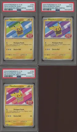 Lot of (3) 2024 Pokemon SV-P IN #190-155-154 Pikachu/Batik Shirt PSA 10 - Image 1