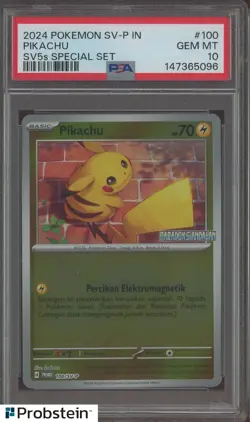 2024 Pokemon SV-P Indonesian SV5s Special Set #100 Pikachu PSA 10 GEM MINT - Image 1