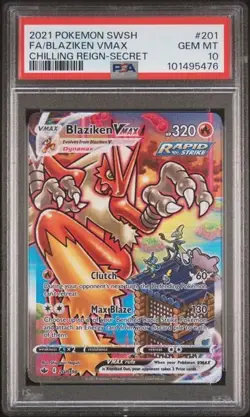 POKEMON BLAZIKEN VMAX 2021 SWORD & SHIELD CHILLING REIGN #201 FA PSA 10 - Image 1