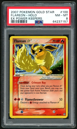 2007 POKEMON FLAREON GOLD STAR HOLO EX POWER KEEPERS #100 PSA 8 - Image 1