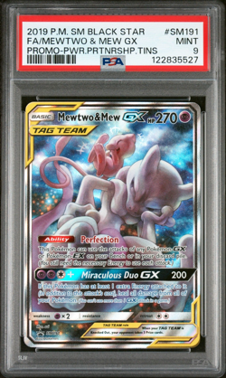 2019 POKEMON MEWTWO & MEW GX PWR.PRTNRSHP.TINS SM BLACK STAR PROMO #SM191 PSA 9 - Image 1