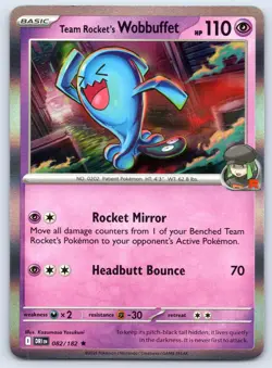 Team Rocket's Wobbuffet 082/182 Rare Destined Rivals Pokemon Holo NM - Image 1
