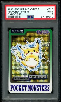 1997 POCKET MONSTERS PIKACHU-PRISM CARDDASS #025 PSA 9 - Image 1