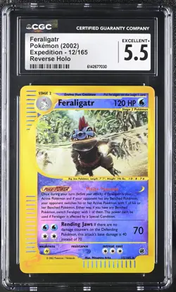 FERALIGATR 12/165 REVERSE HOLO EXPEDITION POKEMON CGC 5.5 EXCELLENT+ - Image 1