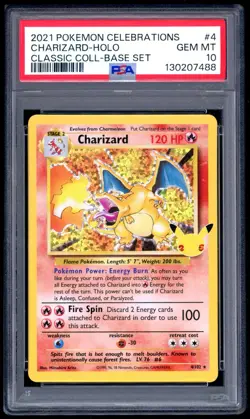POKEMON CHARIZARD 2021 CELEBRATIONS CLASSIC COLLECTION BASE SET #4 HOLO PSA 10 - Image 1