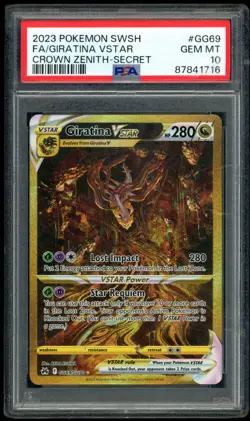 POKEMON GIRATINA VSTAR 2023 SWORD AND SHIELD CROWN ZENITH SECRET #GG69 FA PSA 10 - Image 1