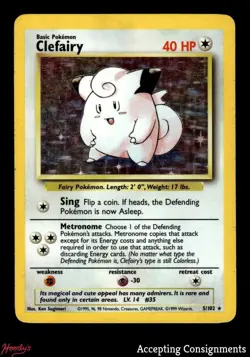 1999 Pokemon Base Unlimited #5 Clefairy HOLO - Image 1
