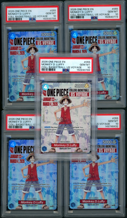 2026 OP PROMOS MONKEY D. LUFFY COLL BASKETBALL: US VOYAGE *5 Card PSA 10 Lot* - Image 1