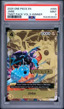 2025 ONE PIECE TOURNAMENT PACK VOL.3 WINNER #055 JINBE PSA 9 - Image 1