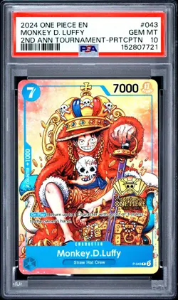 2024 ONE PIECE 2ND ANNIV TOURNAMENT-PARTICIPATION PROMO MONKEY D. LUFFY PSA 10 - Image 1