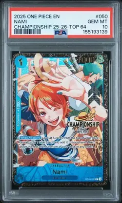 ONE PIECE NAMI 2025 PROMOS #050 CHAMPIONSHIP 25-26-TOP 64 PSA 10 - Image 1