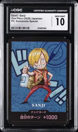 2026 ONE PIECE JAPANESE PC: KUMAMOTO SPECIAL DON!! SANJI CGC 10 GEM MINT - Image 1