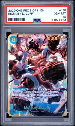 2025 ONE PIECE OP11-A FIST OF DIVINE SPEED #118 MONKEY D. LUFFY PSA 10 - Image 1