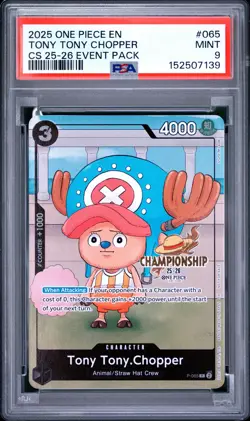 2025 ONE PIECE CHAMPIONSHIP 2025-26 EVENT PACK #065 TONY TONY CHOPPER PSA 9 - Image 1