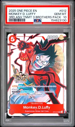 2025 ONE PIECE 3RD ANNIVERSARY TOURNAMENT 3 BROTHERS PACK MONKEY D. LUFFY PSA 10 - Image 1
