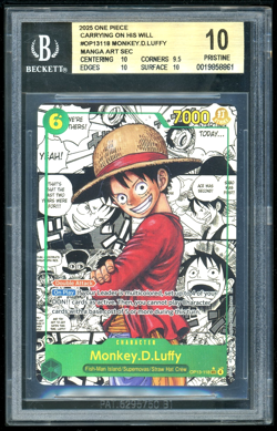 2025 One Piece Monkey.D.Luffy MANGA ART SEC Carrying on His Will BGS 10 - Image 1