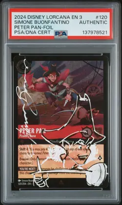 2024 DISNEY LORCANA EN 3-FOIL S.BUONFANTINO SIGNED PETER PAN PSA AUTH AUTO AUTH - Image 1