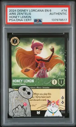 2024 DISNEY LORCANA EN 6 #74 HONEY LEMON A.ZENTELIS SIGNED PSA AUTH AUTO AUTH - Image 1
