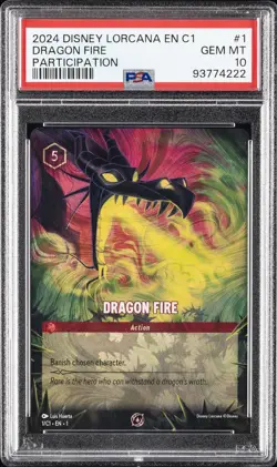 2024 DISNEY LORCANA EN C1-LORCANA CHALLENGE PROMO #1 DRAGON FIRE PSA 10 - Image 1