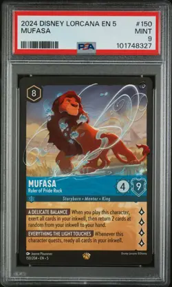 2024 DISNEY LORCANA EN 5-SHIMMERING SKIES MUFASA RULER OF PRIDE ROCK PSA 9 - Image 1