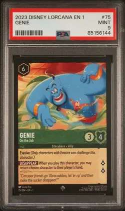 2023 DISNEY LORCANA EN 1-THE FIRST CHAPTER #75 GENIE ON THE JOB PSA 9 - Image 1