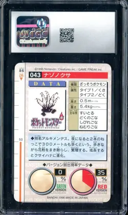 1996 Pokemon Vintage Bandai Carddass Part 2 #43 Red Card Oddish 9 CGC Mint - Image 2