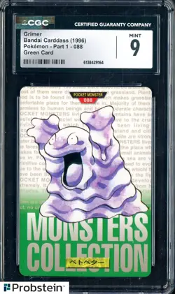 1996 Pokemon Vintage Bandai Carddass Part 1 #88 Green Card Grimer 9 CGC Mint - Image 1