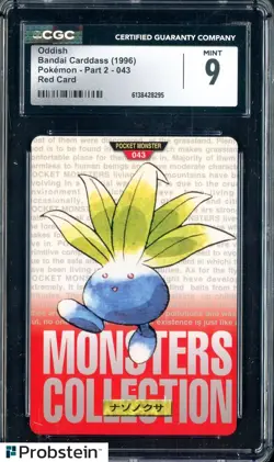 1996 Pokemon Vintage Bandai Carddass Part 2 #43 Red Card Oddish 9 CGC Mint - Image 1
