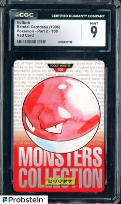 1996 Pokemon Vintage Bandai Carddass Part 2 #100 Red Card Voltorb 9 CGC Mint - Image 1