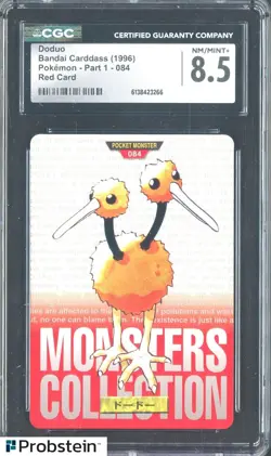 1996 Pokemon Vintage Bandai Carddass Part 1 #84 Red Card Doduo CGC 8.5 Mint - Image 1