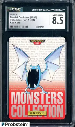 1996 Pokemon Vintage Bandai Carddass Part 1 #42 Red Card Golbat CGC 8.5 Mint - Image 1