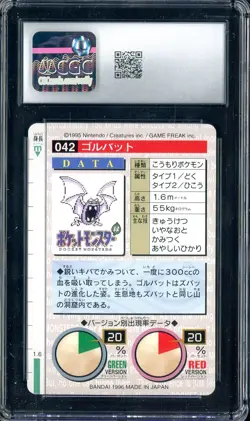 1996 Pokemon Vintage Bandai Carddass Part 1 #42 Red Card Golbat CGC 8.5 Mint - Image 2