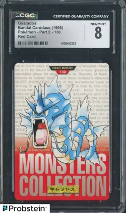 1996 Pokemon Vintage Bandai Carddass Part 2 #130 Red Card Gyarados CGC 8 Mint - Image 1