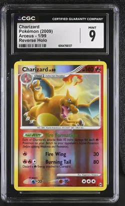 CGC 9 MINT Charizard 2009 Arceus 1/99 Reverse Holo Pokemon Card - Image 1