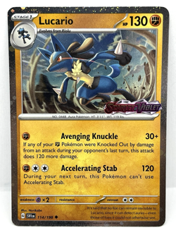 Lucario - 114/198 Pokemon Scarlet & Violet Premium Collection Stamped Promo Card - Image 1