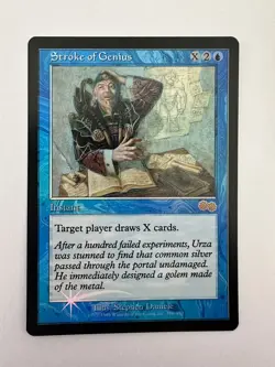 MTG - Stroke of Genius (Judge Promo) FOIL Urza's Saga PLD Rare #100 - Image 1